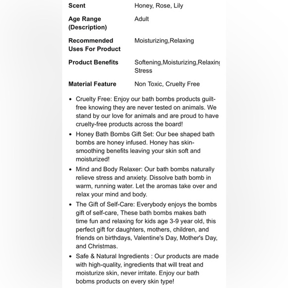 Body and earth bath bomb set (6): Honey, Rose and Lily scents NIB - Picture 9 of 11